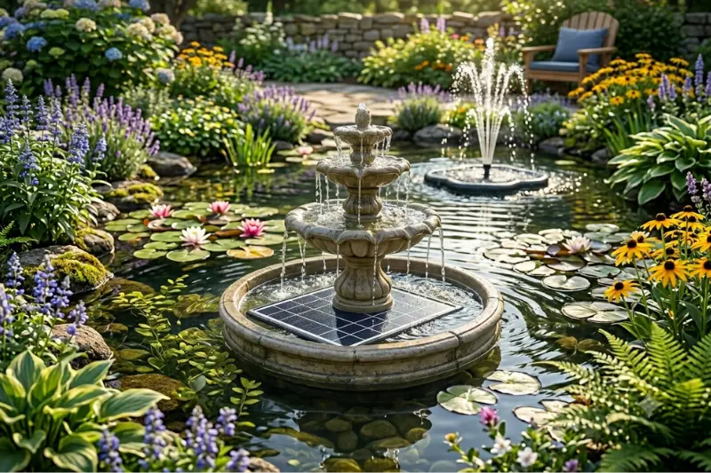tiered solar fountains