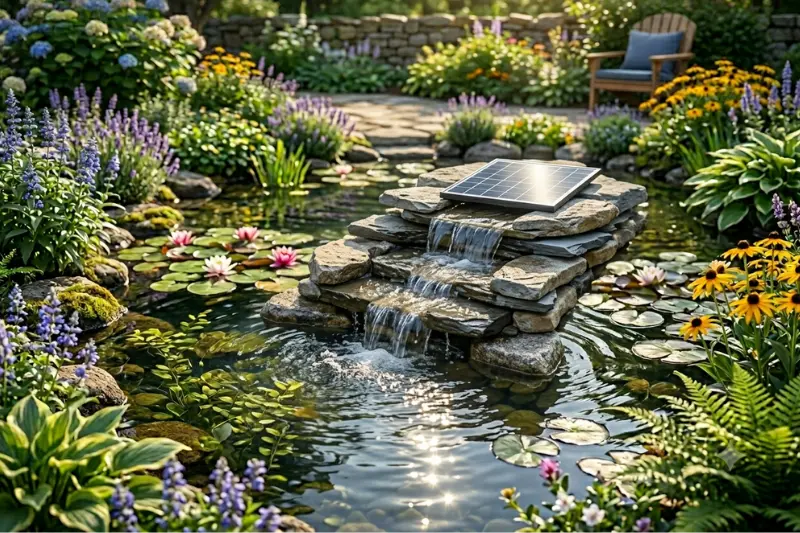 solar waterfall fountains