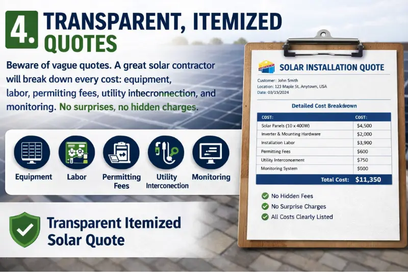 transparent, itemized quotes