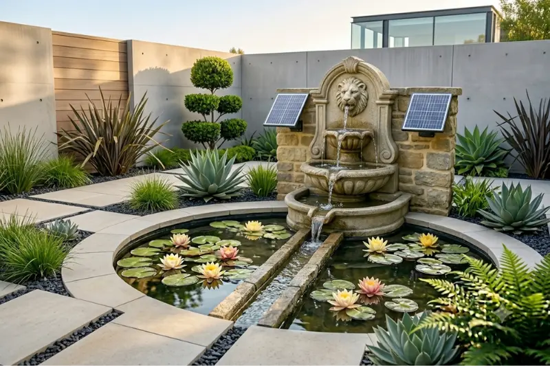 solar wall fountains