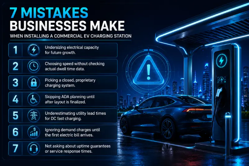 7 mistakes businesses make when installing a commercial ev charging station