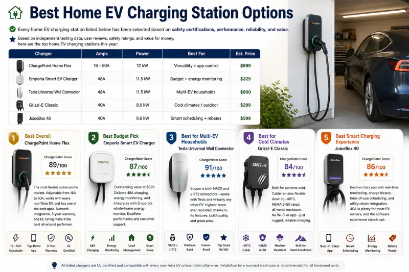 best home ev charging station options