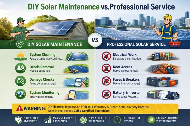 diy solar maintenance vs. professional solar service