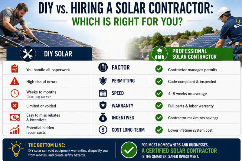 diy vs. hiring a solar contractor which is right for you