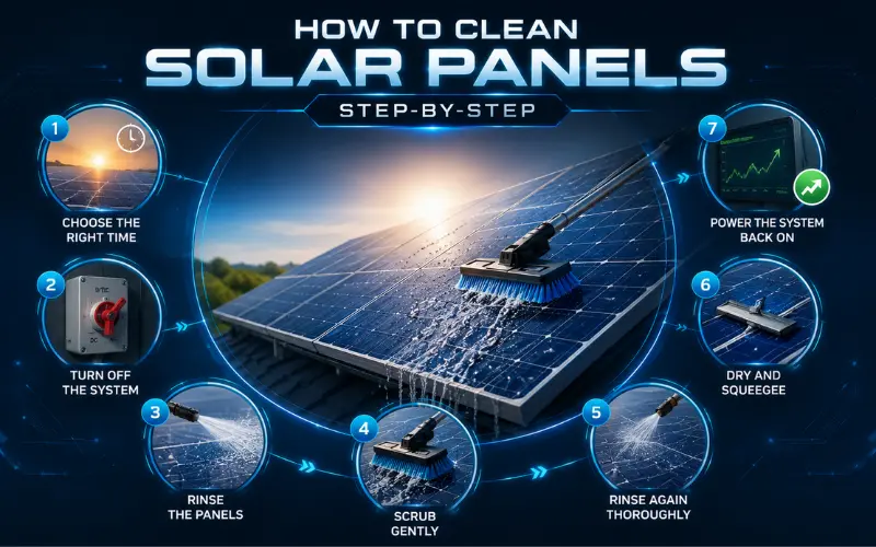how to clean solar panels step-by-step