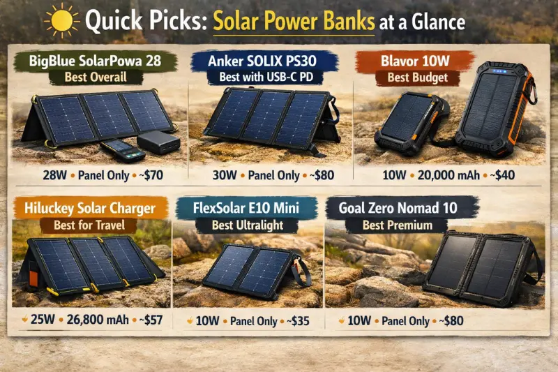 quick picks best solar power banks at a glance