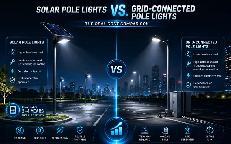 solar pole lights vs grid-connected pole lights the real cost comparison
