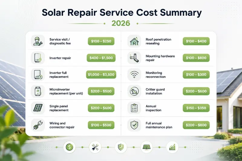 solar repair service cost summary — 2026