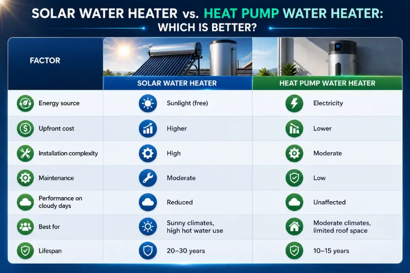 solar water heater vs heat pump water heater which is better