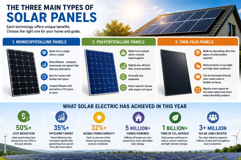 the three main types of solar panels
