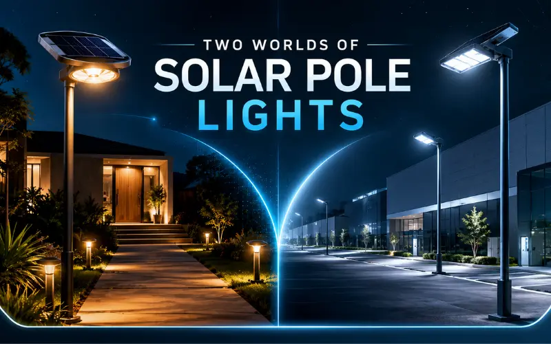 the two worlds of solar pole lights residential vs commercial