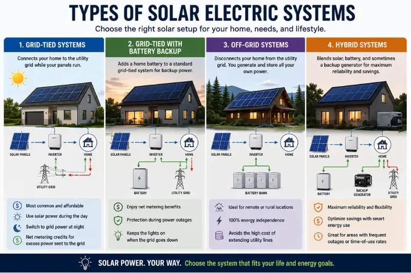 types of solar electric systems
