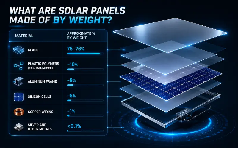 what are solar panels made of by weight